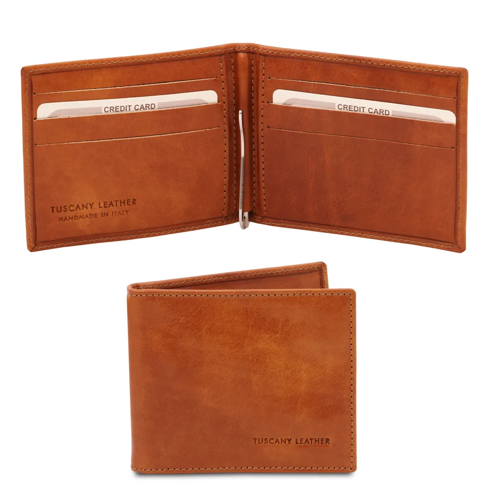 Exclusive leather card holder with money clip