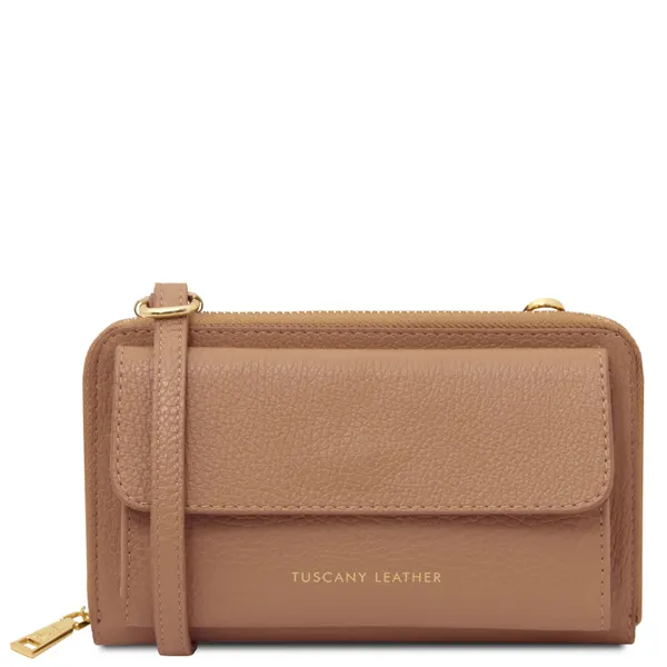 Urania レザー財布/携帯ホルダー ストラップ付き